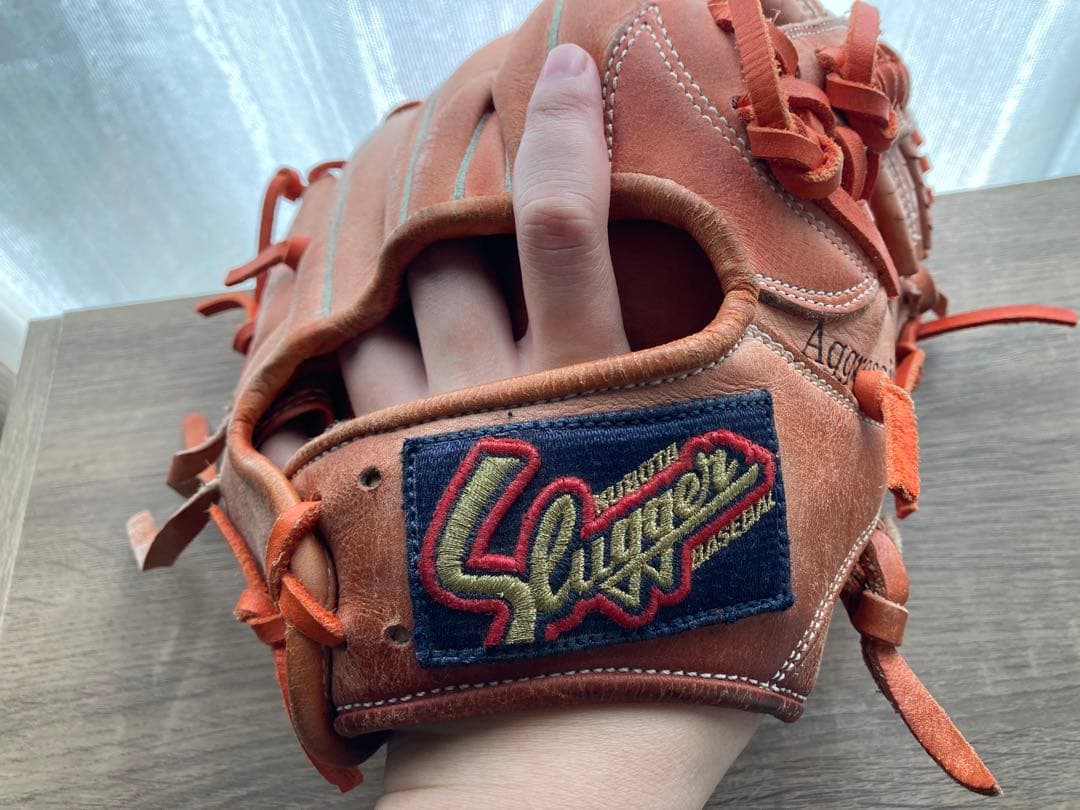 スラッガー　軟式　野球グローブ オレンジ