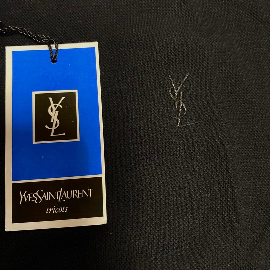 イヴ・サンローラン 長袖 ポロシャツ ワンポイント刺繍 ブラック YSL 新品