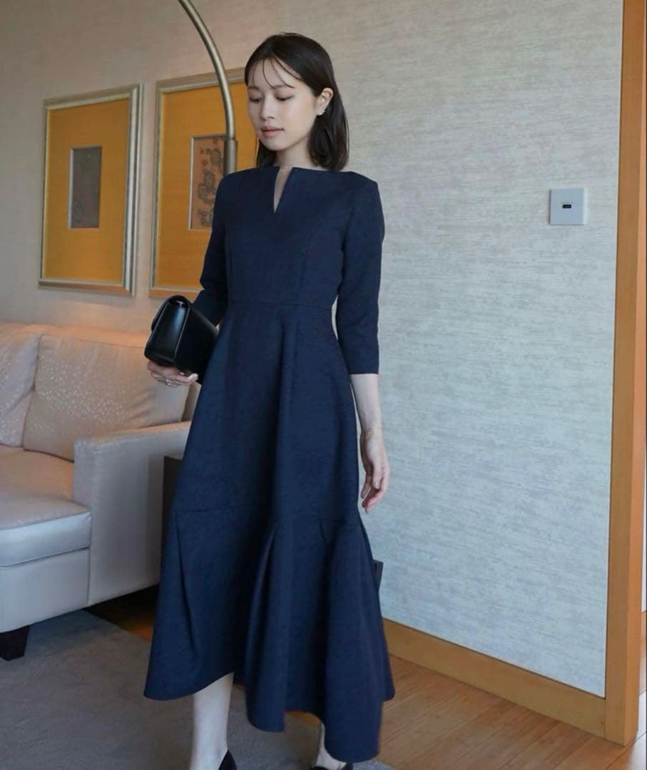 【新品】ローブブラン　Keyneck Jacquard Dress Sサイズ