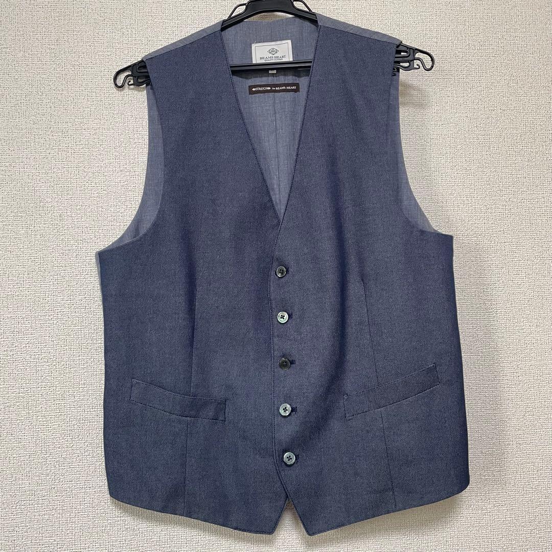 BEAMS HEART メンズスーツ　3点セット　デニム風　クリーニング済み