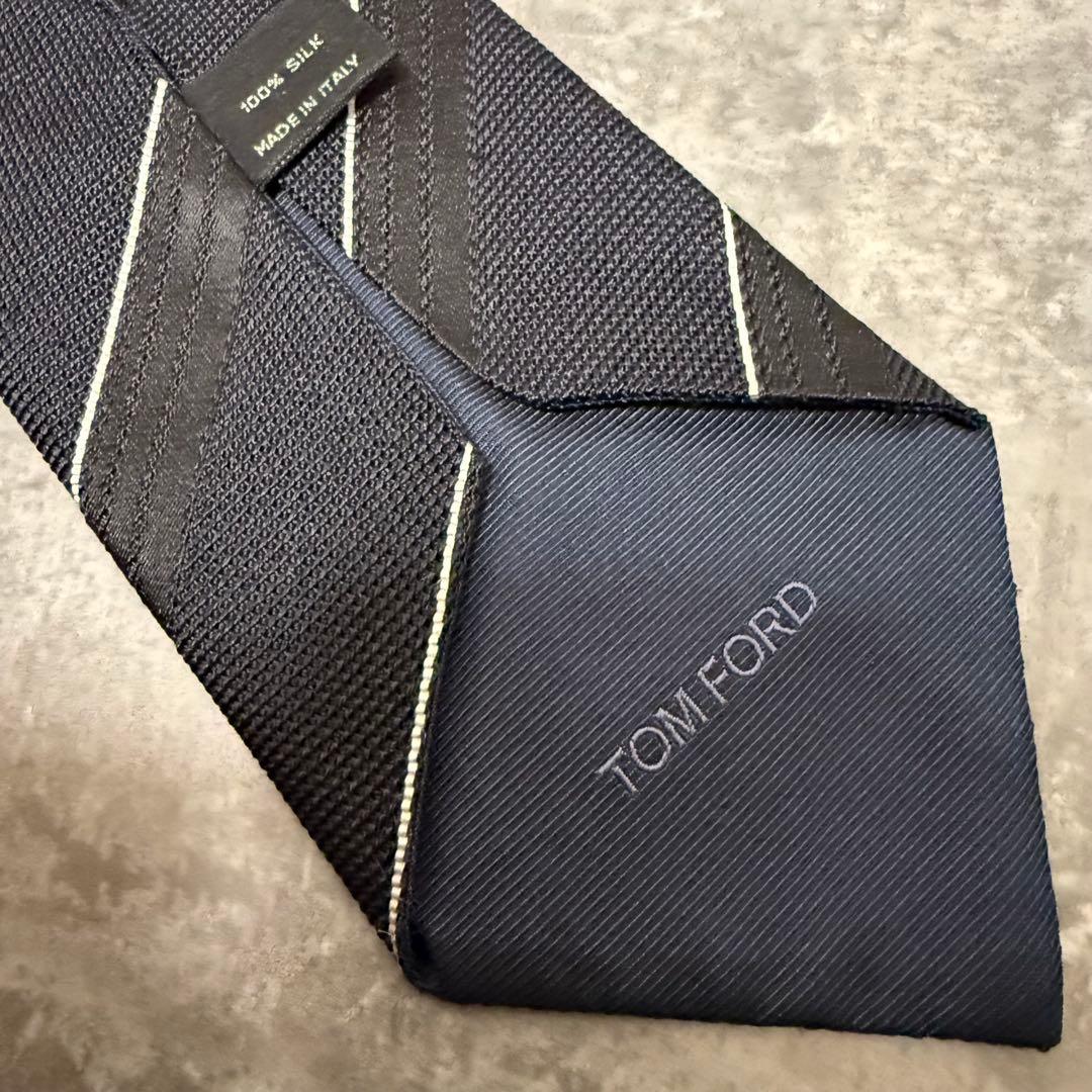 【✨極美品✨】TOM FORD トムフォード ネクタイ ストライプ ブラック 黒