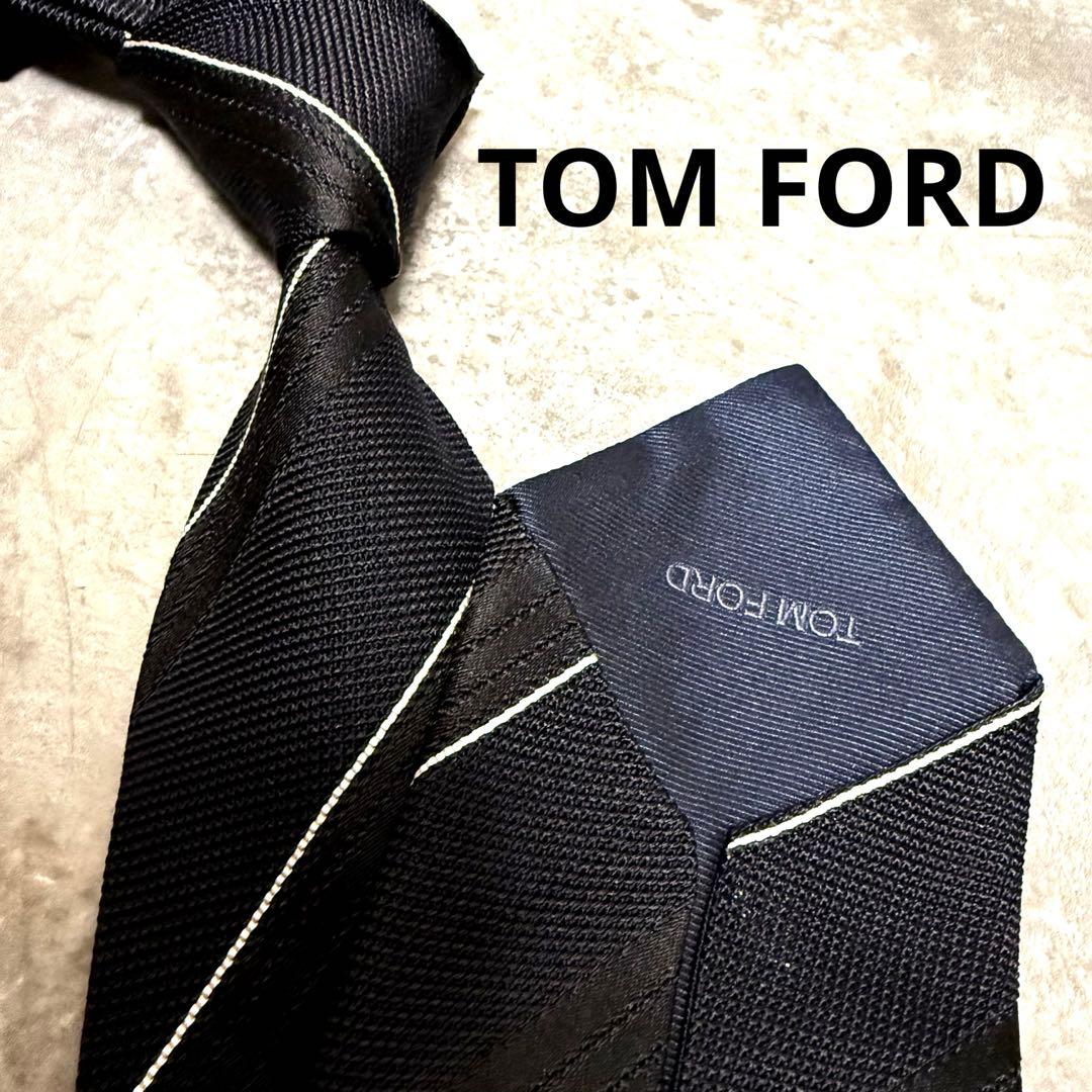 【✨極美品✨】TOM FORD トムフォード ネクタイ ストライプ ブラック 黒
