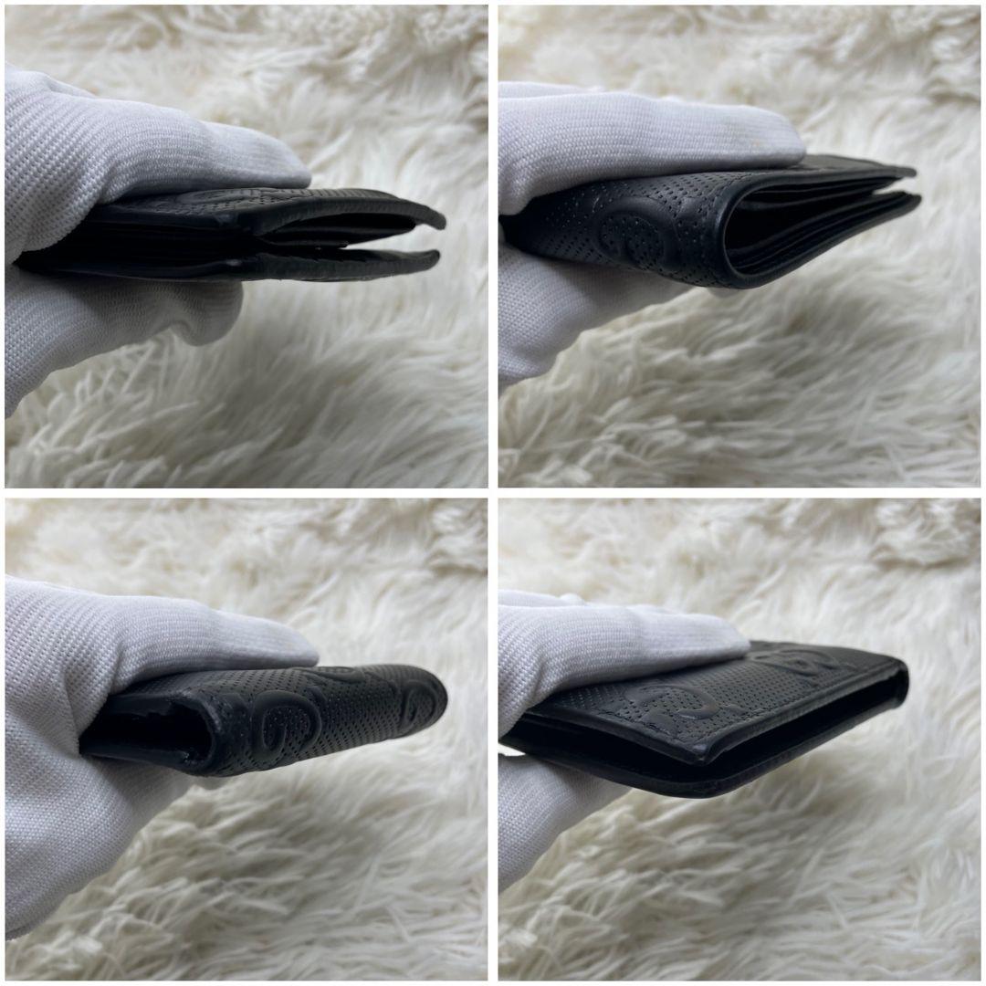 グッチ　二つ折り財布　GG柄　グッチシマ　レザー　ブラック　付属品完備