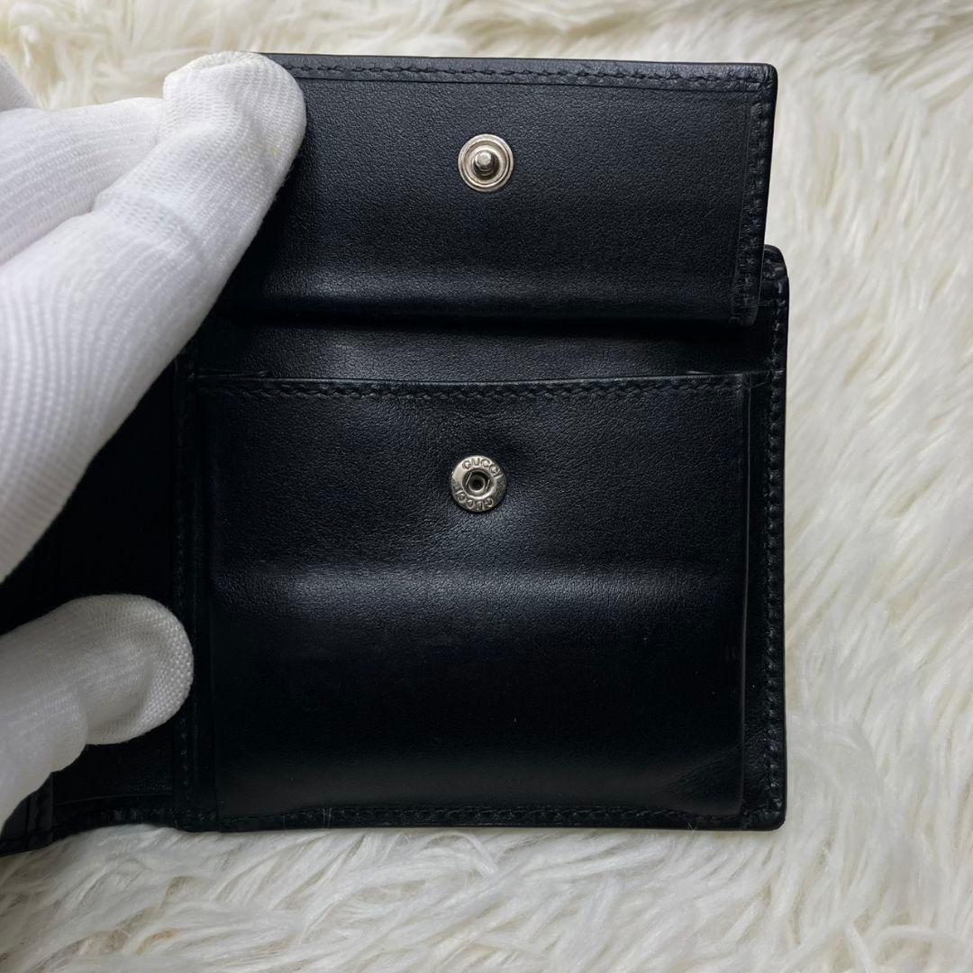 グッチ　二つ折り財布　GG柄　グッチシマ　レザー　ブラック　付属品完備