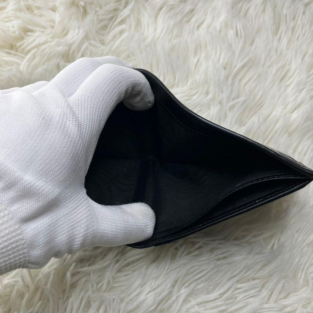 グッチ　二つ折り財布　GG柄　グッチシマ　レザー　ブラック　付属品完備