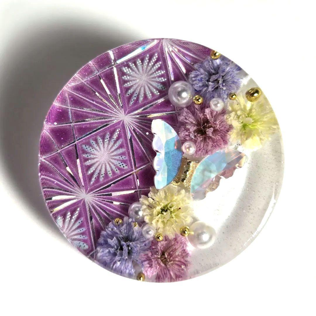 キラ　レジンヘアゴム　ヘアアクセサリー　　丸　約３.5cm