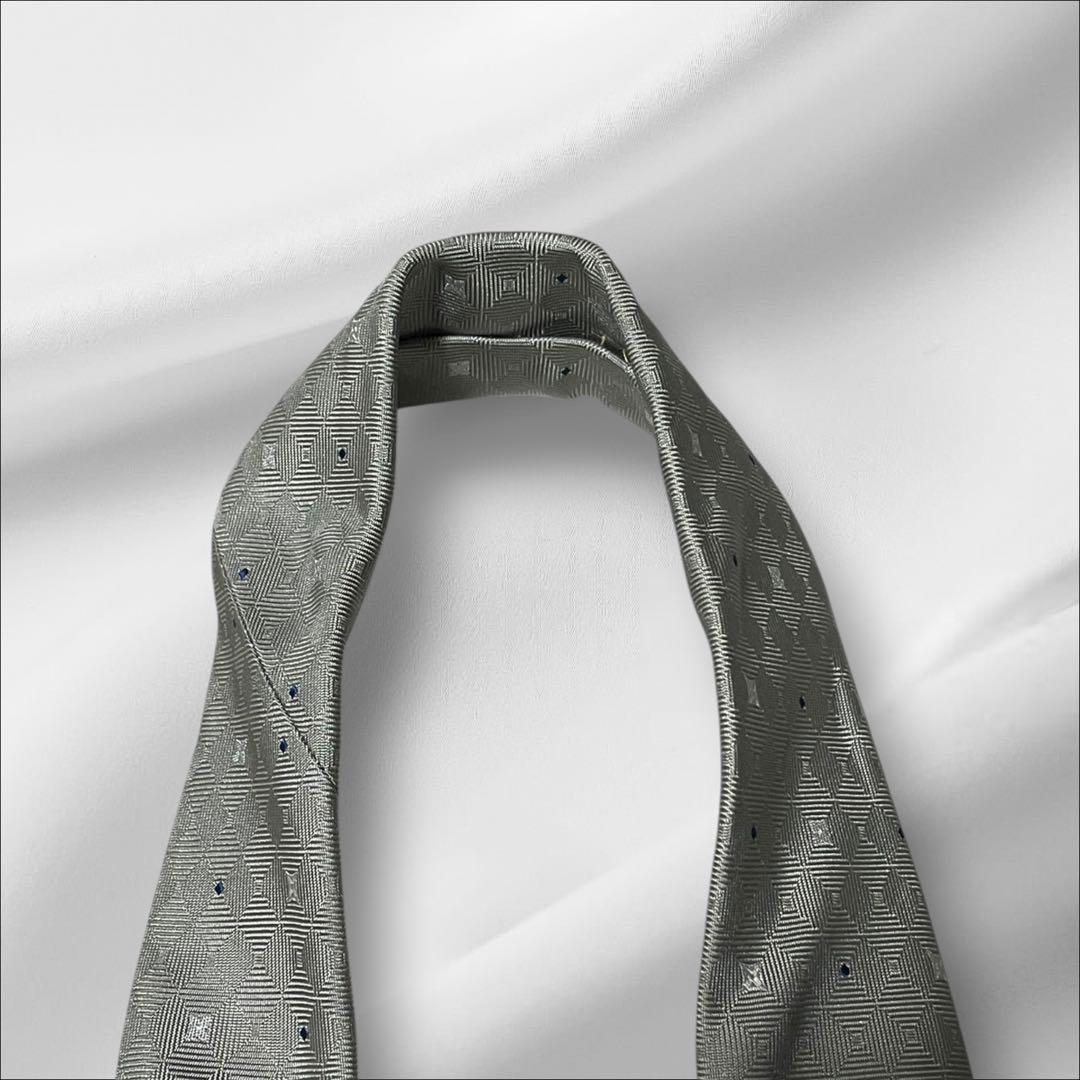 【超美品】ルイヴィトン 総柄 シンプル グレー ネイビー メンズ ネクタイ