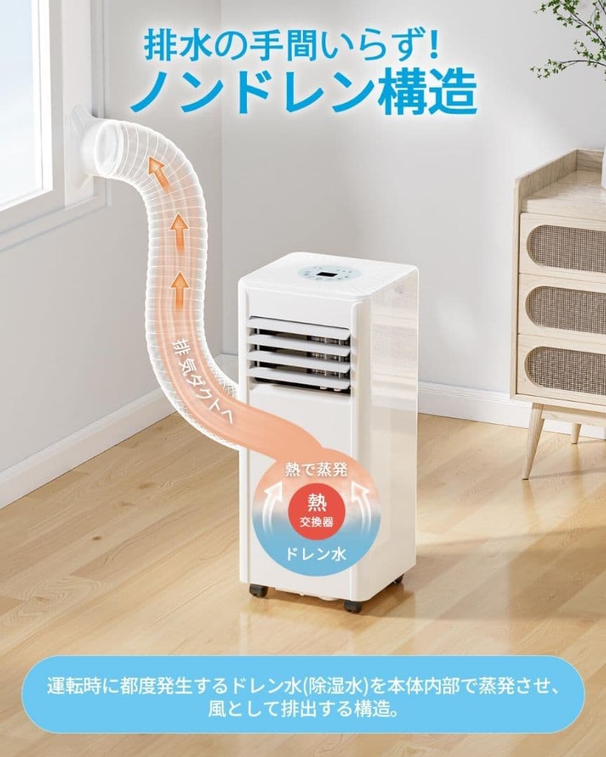 【2025年式最新型】移動式エアコン(スポットクーラー)　工事不要　冷房10畳