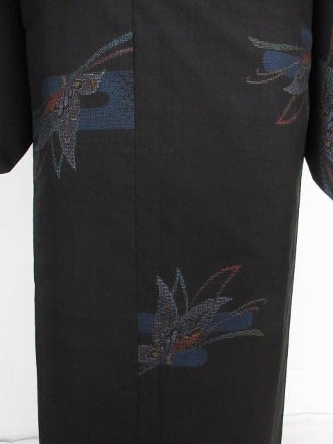 美品！純泥染＊７マルキ＊本場奄美大島紬＊飛び柄＊揚羽蝶＊着物＊１６１ｃｍ＊裄６４