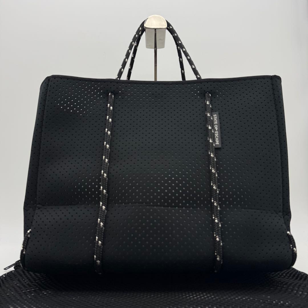 【極美品】ステイトオブエスケープ トートバッグ ポーチ付き 黒 A4可 軽量