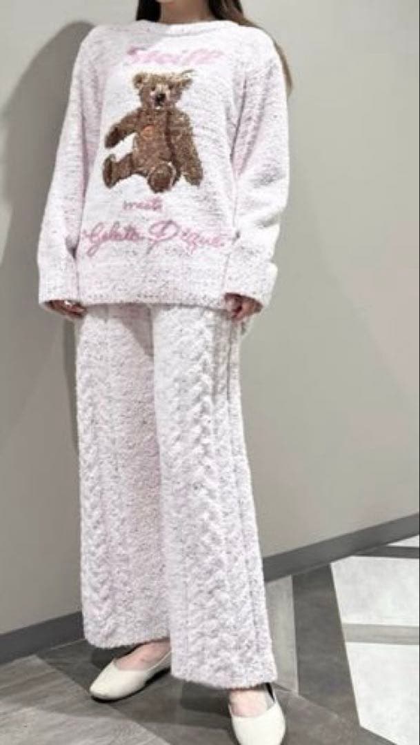 新品 ジェラートピケ シュタイフ ジャガードプルオーバー&ロングパンツ ピンク