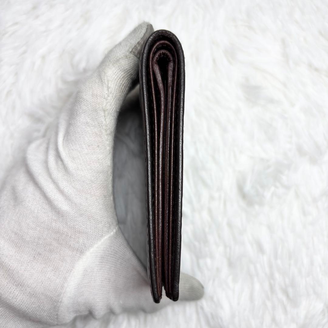✨美品✨ グッチ シマ 二つ折り財布 お札入れ GG柄 ブラウン 茶 レザー