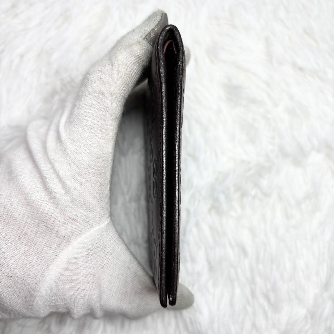 ✨美品✨ グッチ シマ 二つ折り財布 お札入れ GG柄 ブラウン 茶 レザー