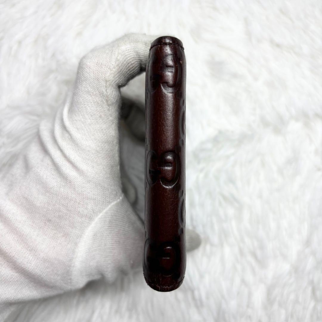 ✨美品✨ グッチ シマ 二つ折り財布 お札入れ GG柄 ブラウン 茶 レザー