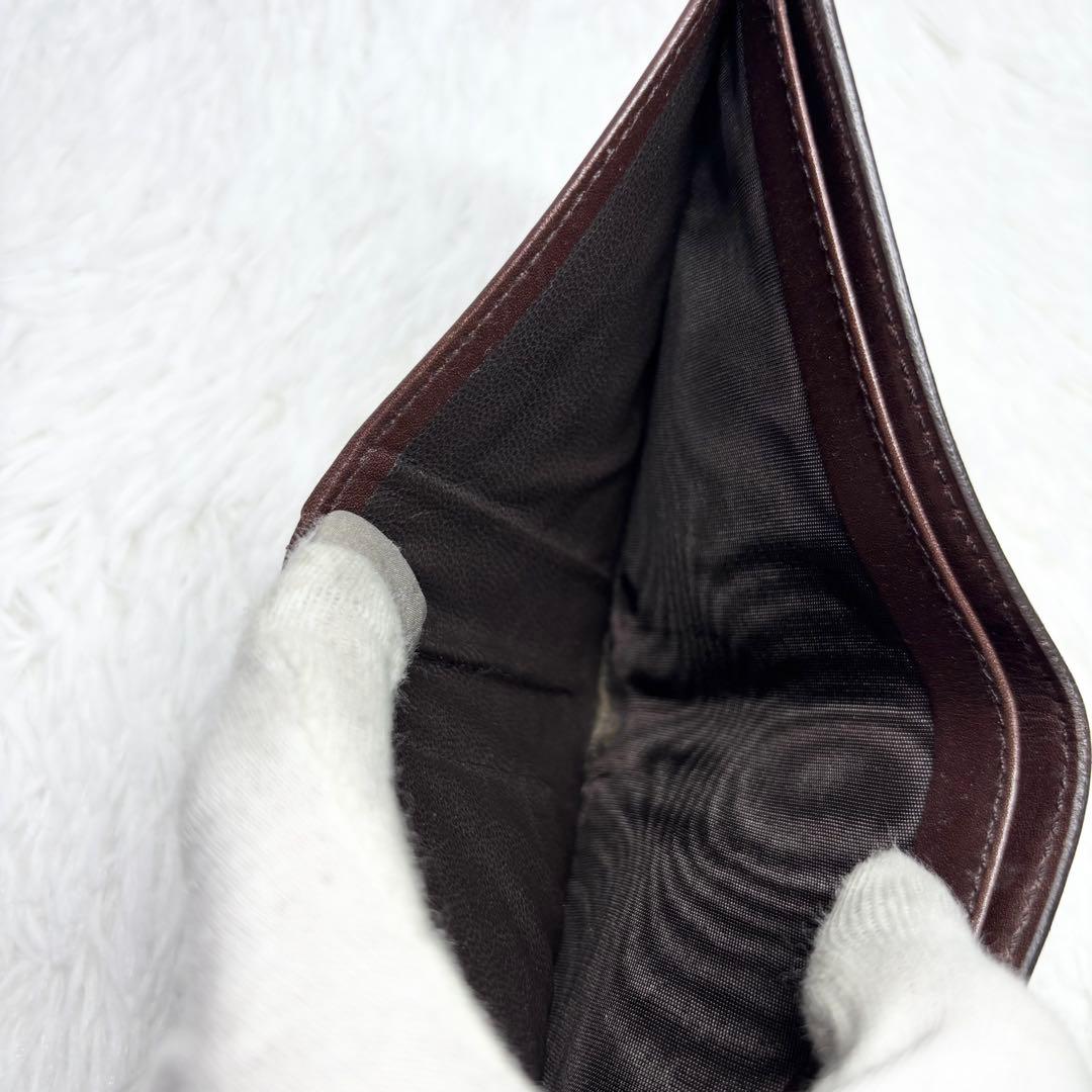 ✨美品✨ グッチ シマ 二つ折り財布 お札入れ GG柄 ブラウン 茶 レザー