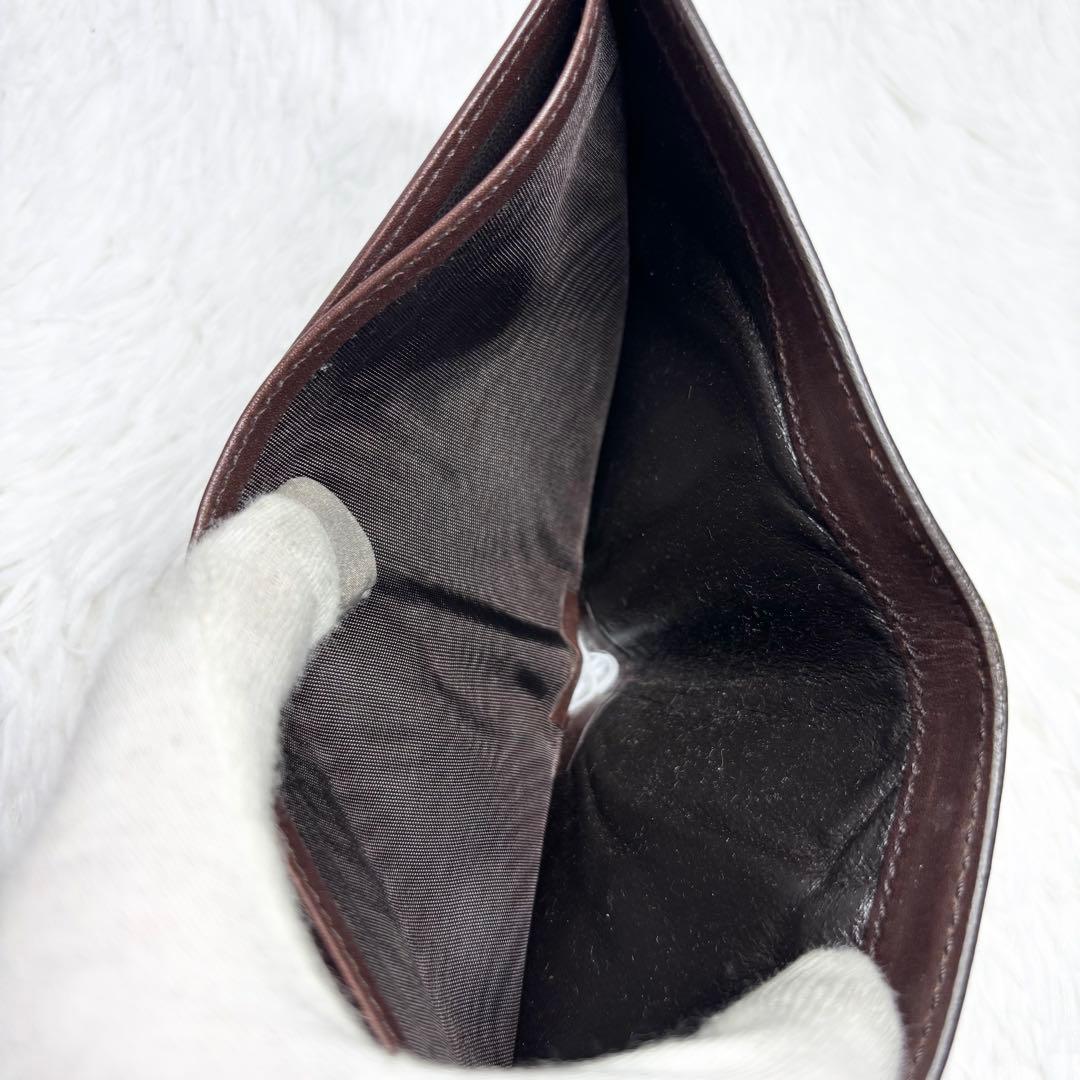 ✨美品✨ グッチ シマ 二つ折り財布 お札入れ GG柄 ブラウン 茶 レザー