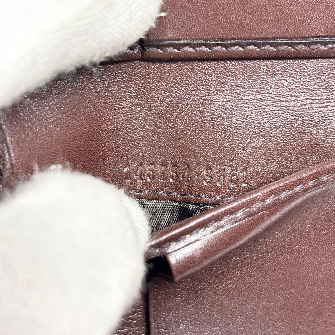 ✨美品✨ グッチ シマ 二つ折り財布 お札入れ GG柄 ブラウン 茶 レザー