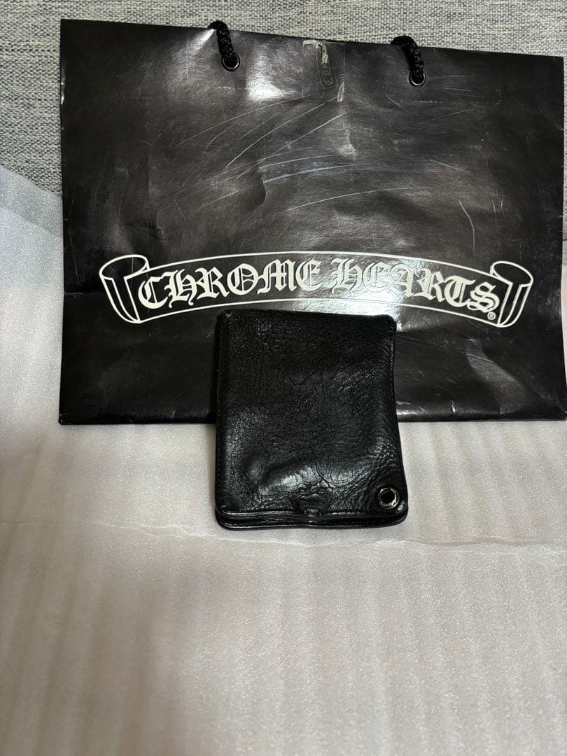 【確実正規品】Chrome Hearts ブラックレザー二つ折り財布　格安出品