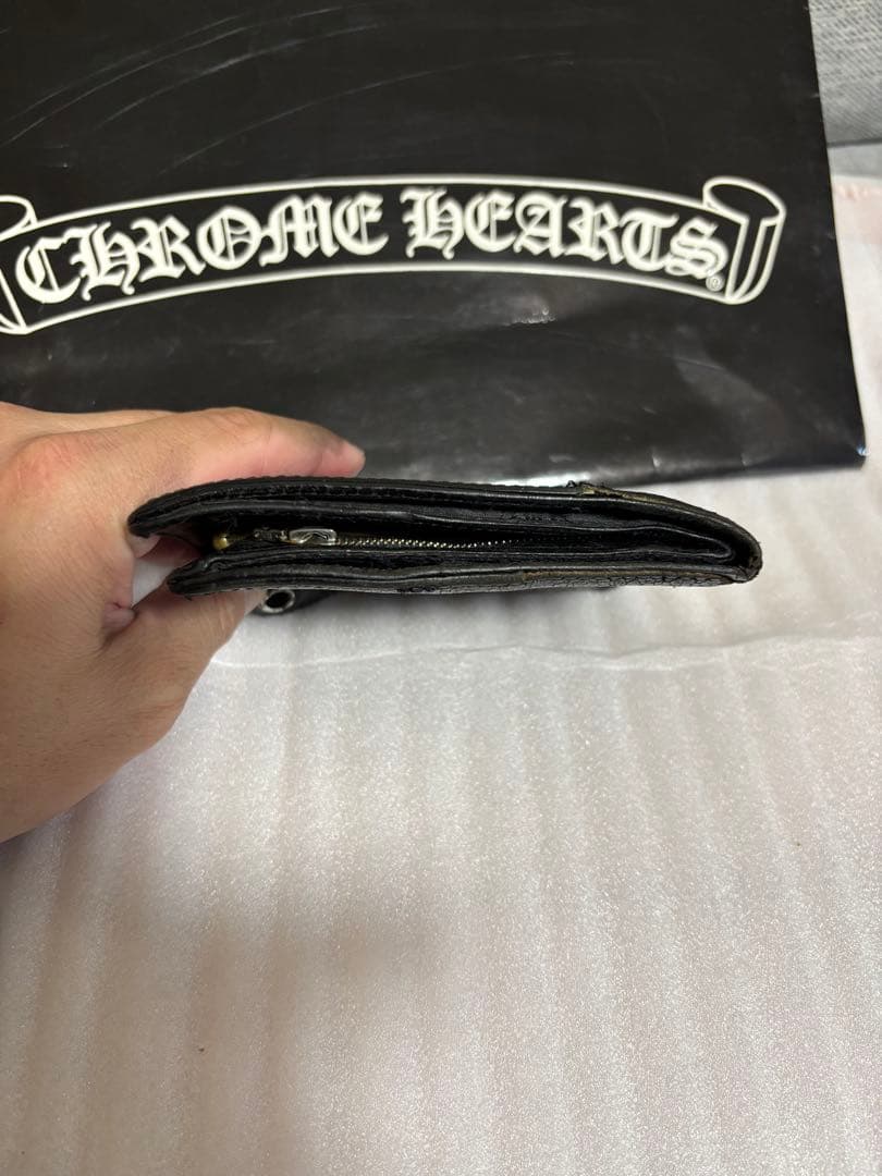 【確実正規品】Chrome Hearts ブラックレザー二つ折り財布　格安出品