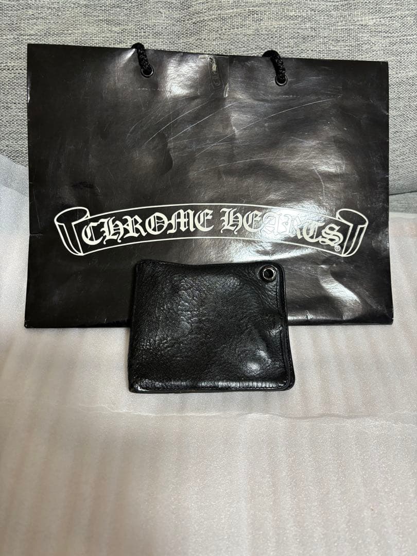 【確実正規品】Chrome Hearts ブラックレザー二つ折り財布　格安出品