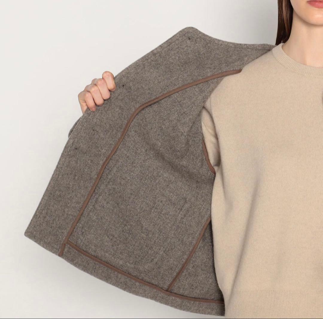 ろみ　ダントン ウールライトパイル ウールモッサ カラーレスジャケット