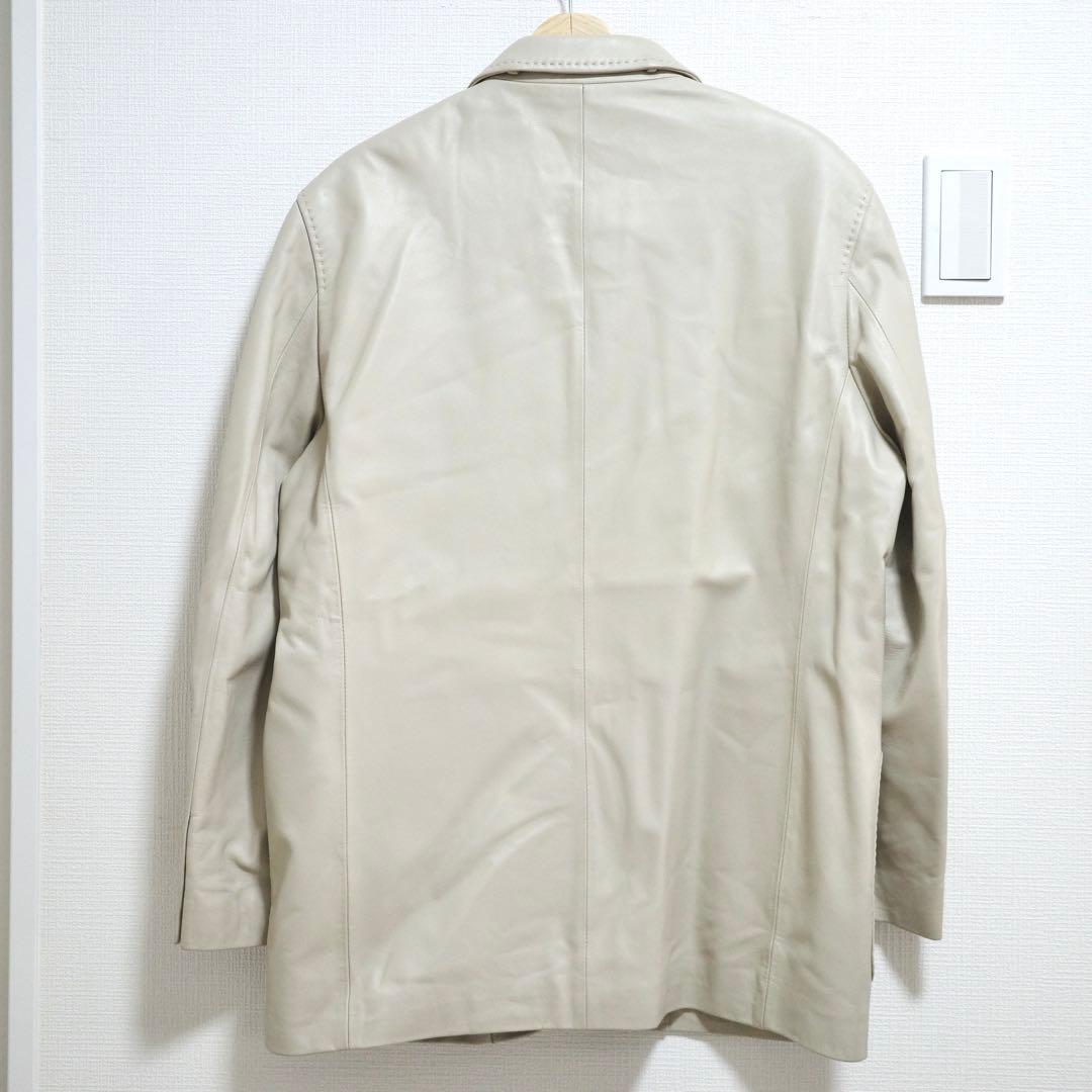 G-Stage ラムレザーテーラードジャケット　羊革　グレージュ　オフホワイト