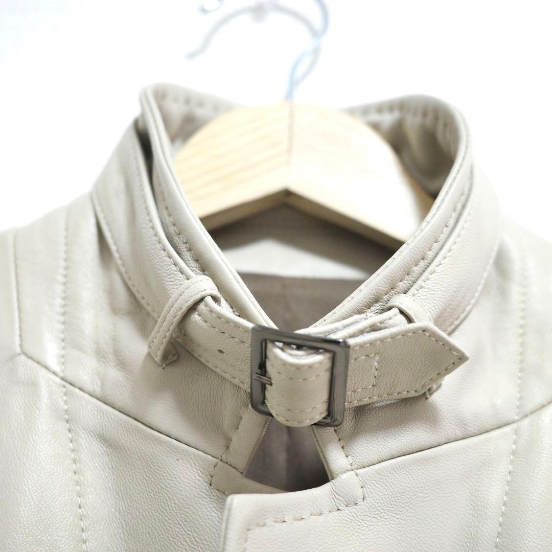 G-Stage ラムレザーテーラードジャケット　羊革　グレージュ　オフホワイト