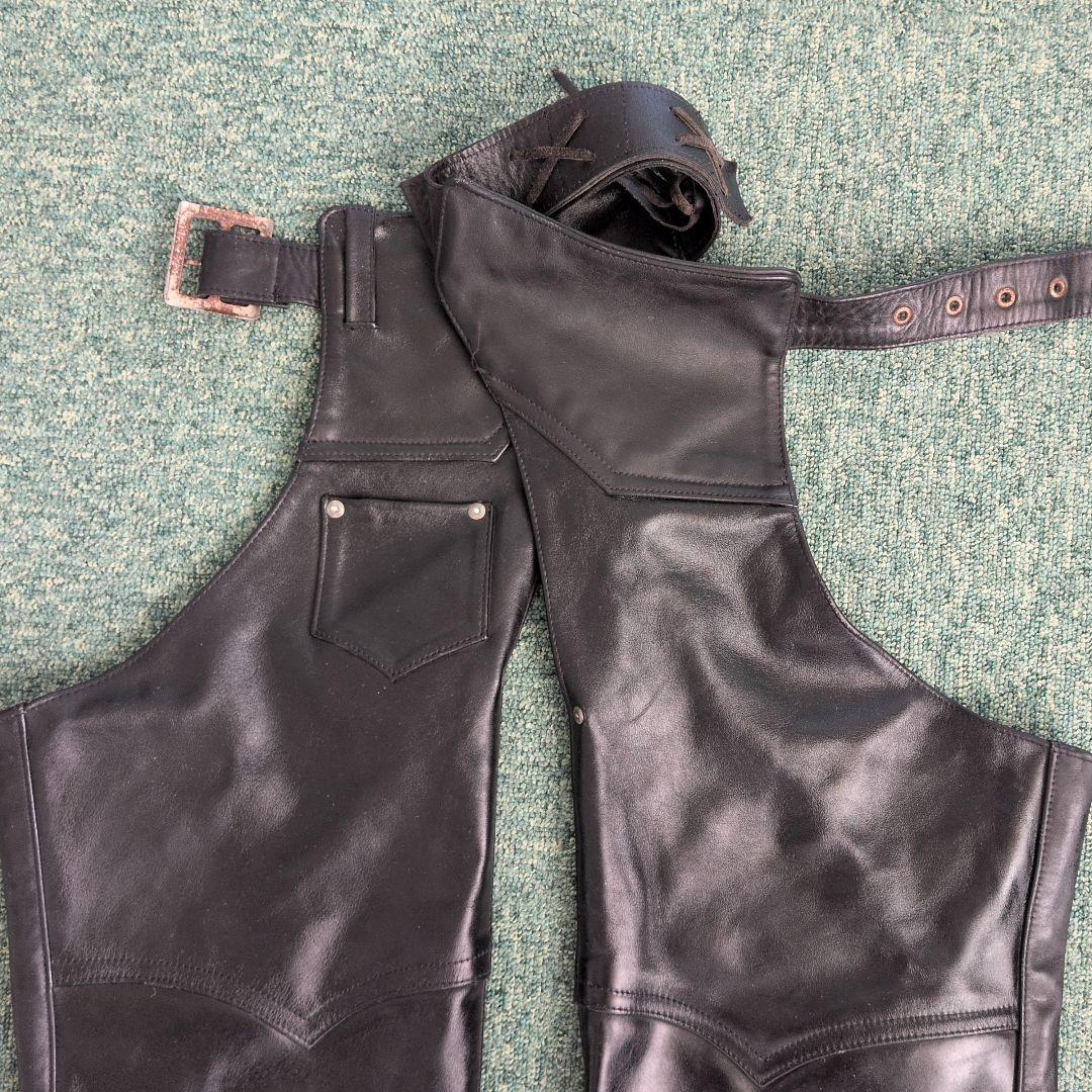 Schott ブラックレザー チャップス S