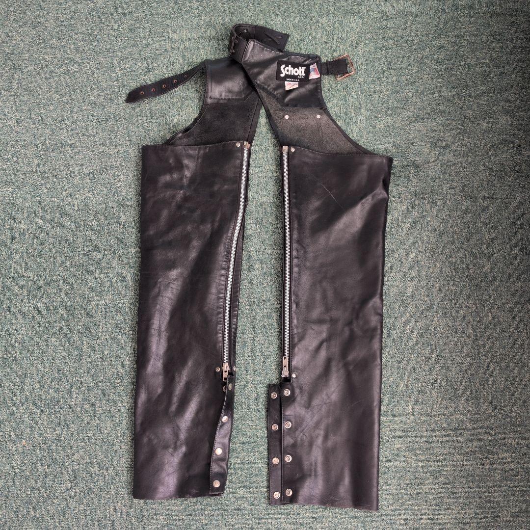 Schott ブラックレザー チャップス S