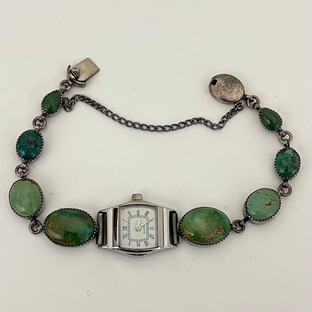 ジュエリーウォッチ　動作品　シルバー装飾　天然石風　一点もの　アクセサリー感覚