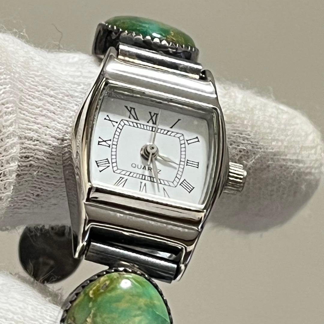 ジュエリーウォッチ　動作品　シルバー装飾　天然石風　一点もの　アクセサリー感覚