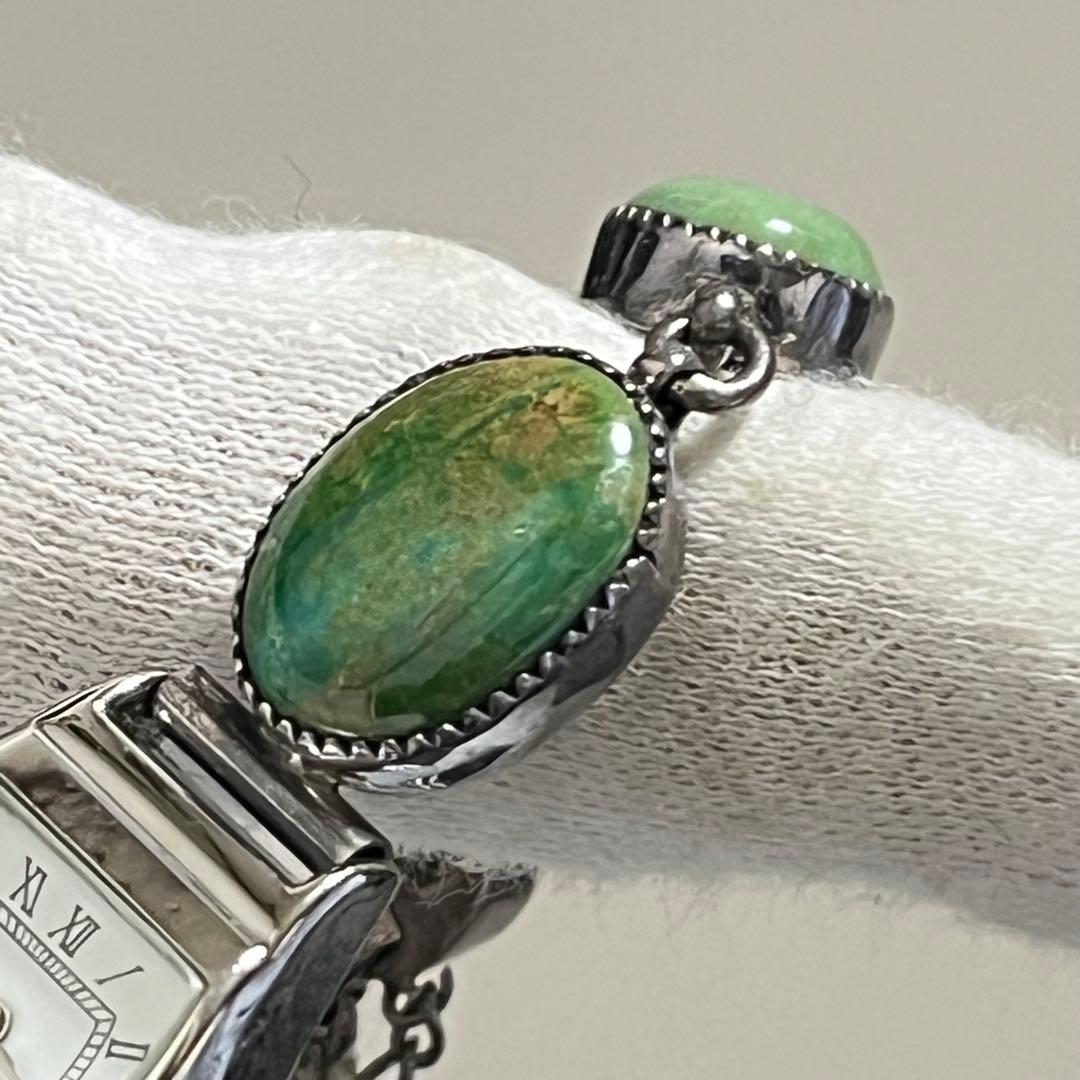 ジュエリーウォッチ　動作品　シルバー装飾　天然石風　一点もの　アクセサリー感覚