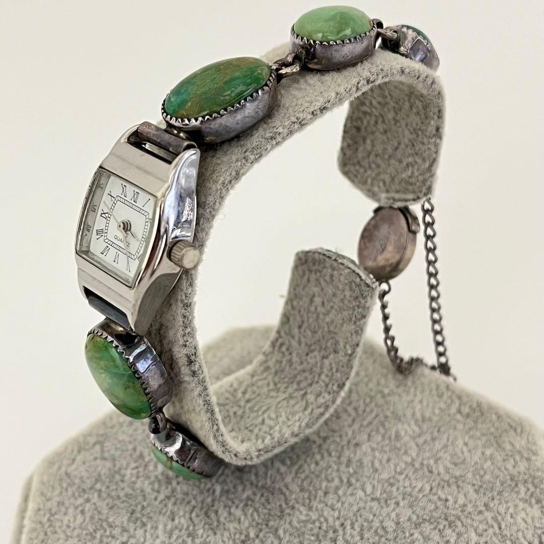 ジュエリーウォッチ　動作品　シルバー装飾　天然石風　一点もの　アクセサリー感覚