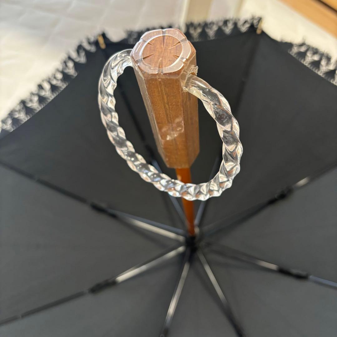 【大森商店】日傘 フリンジ大40cm 黒(傘袋付き）