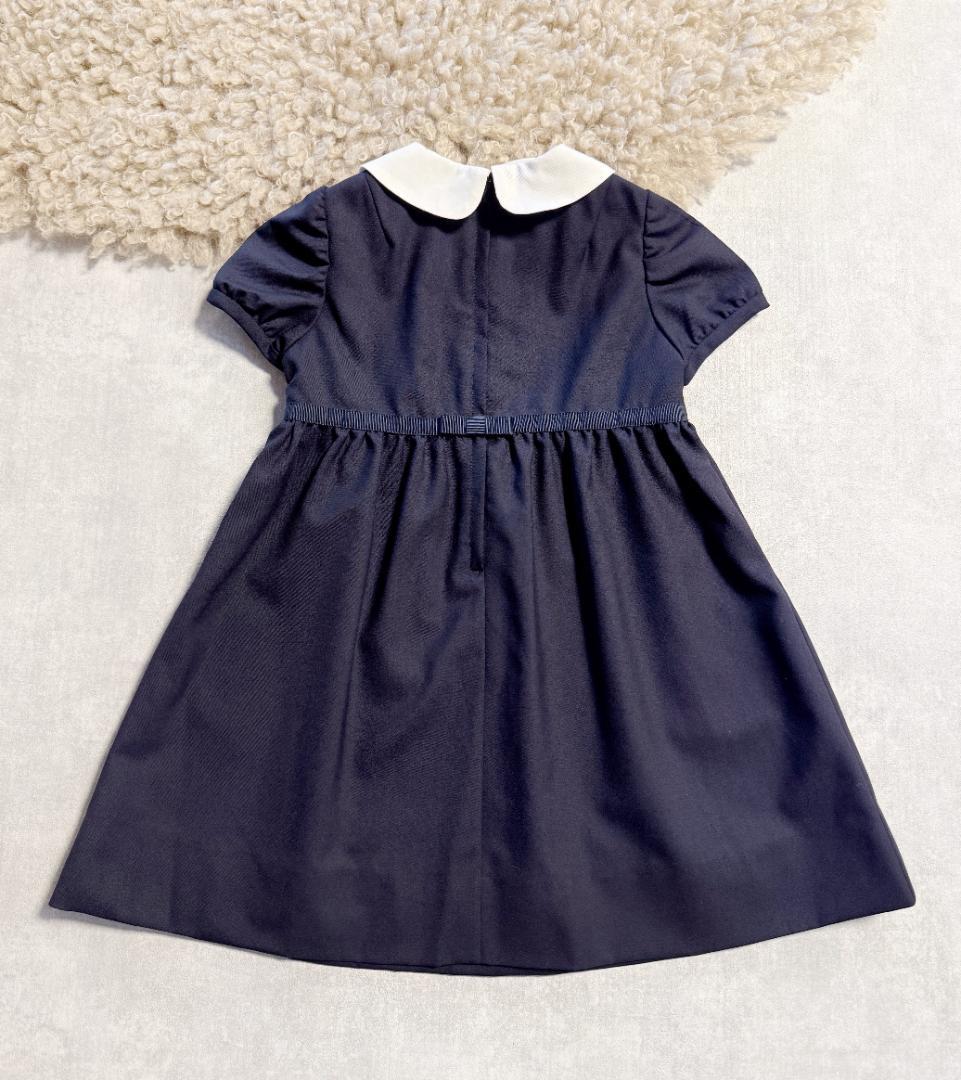 現行品　ファミリア お受験 ワンピース 100 濃紺 半袖 丸襟