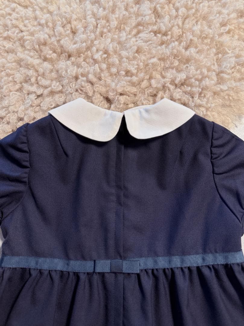 現行品　ファミリア お受験 ワンピース 100 濃紺 半袖 丸襟