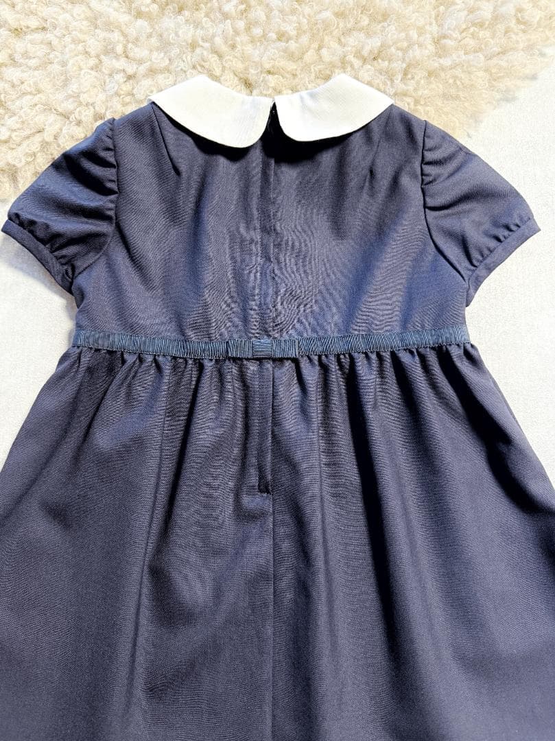 現行品　ファミリア お受験 ワンピース 100 濃紺 半袖 丸襟