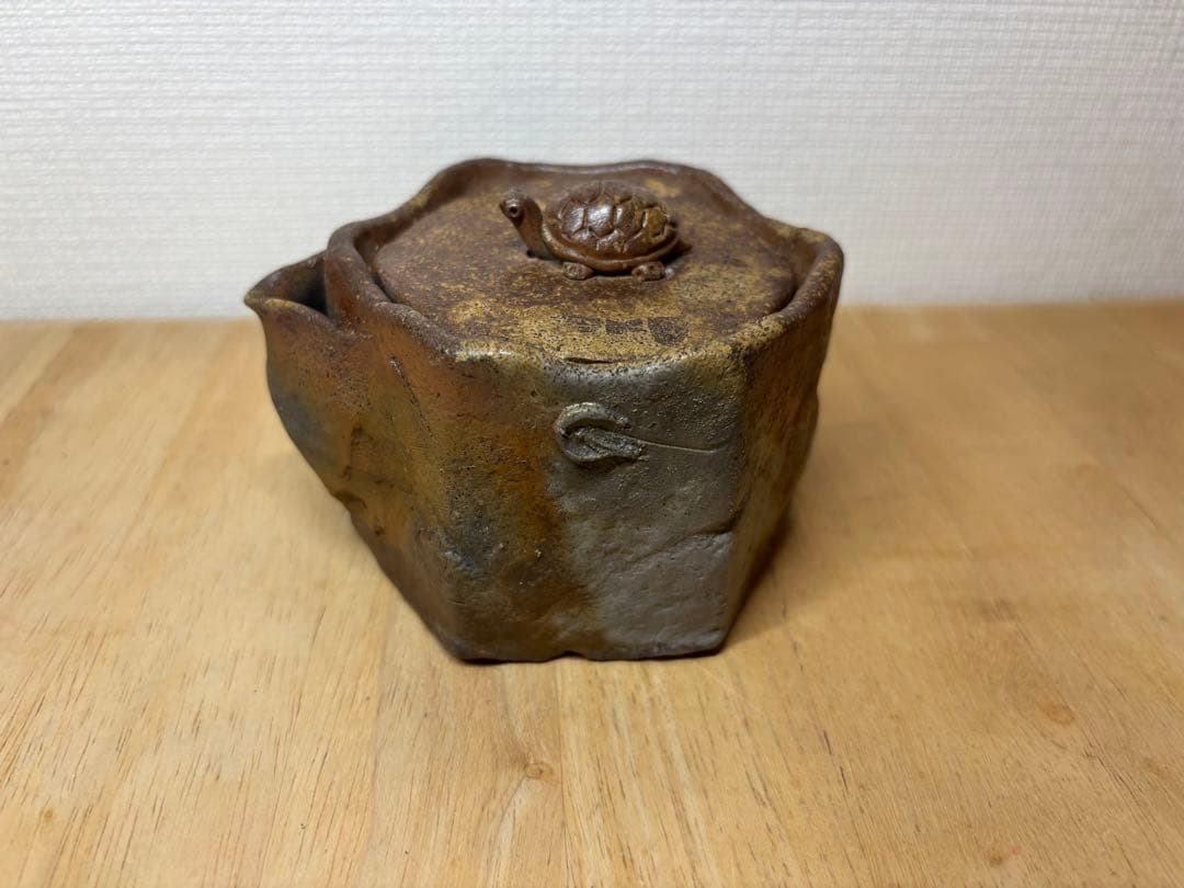 55.備前焼 宝瓶 登り窯 亀 かめ カメ 六角 手びねり 急須