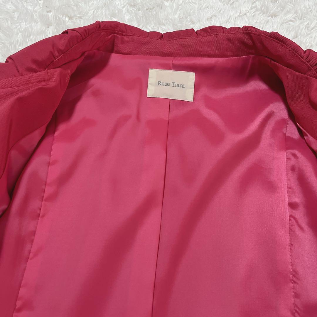 極美品✨Rose Tiara トレンチコート　ステンカラー　ピンク　フリル　46