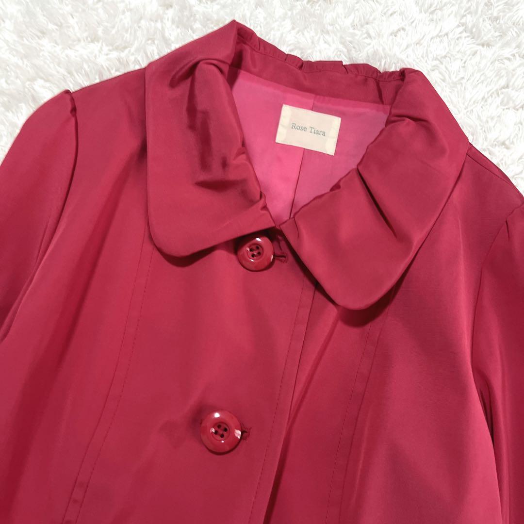 極美品✨Rose Tiara トレンチコート　ステンカラー　ピンク　フリル　46