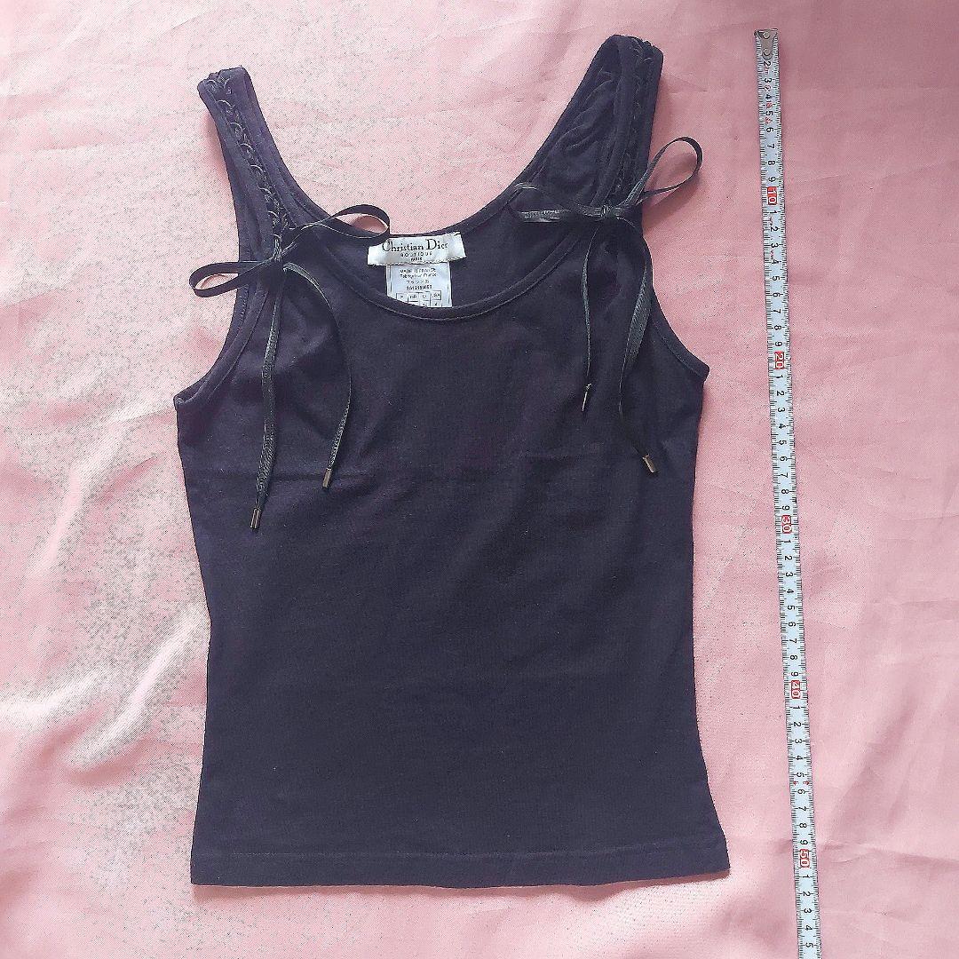 Christian Dior 黒ループリボン タンクトップ キャミソール