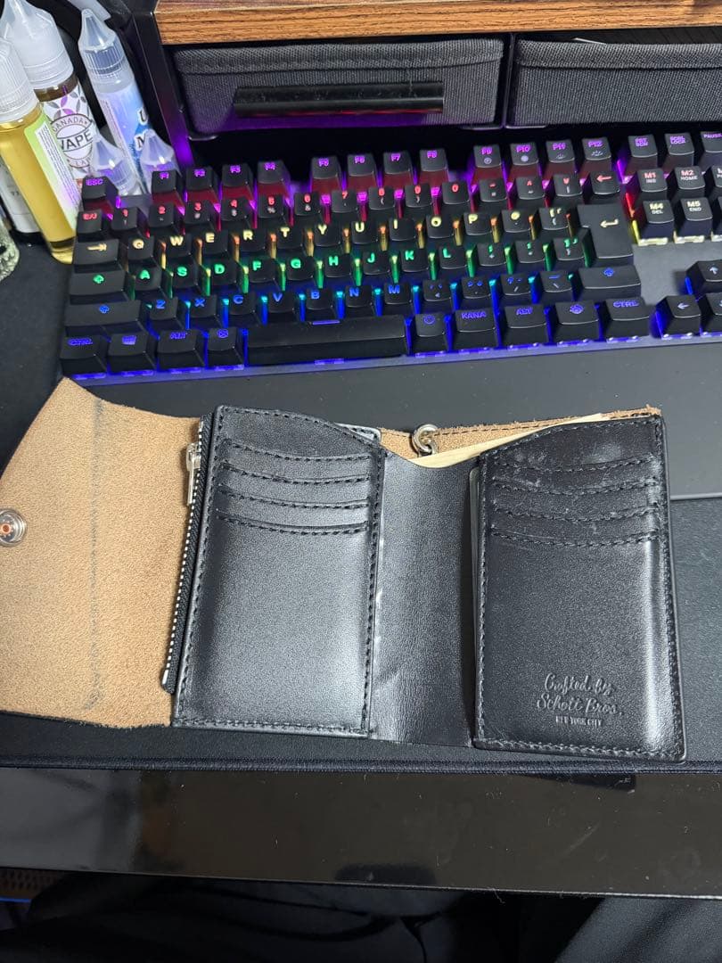 schott ショットレザー ウォレットチェーン付き ブラック　人気品