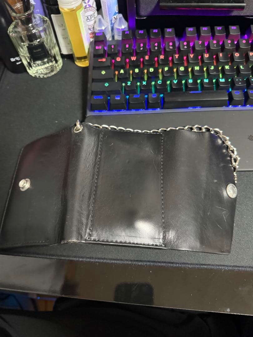 schott ショットレザー ウォレットチェーン付き ブラック　人気品