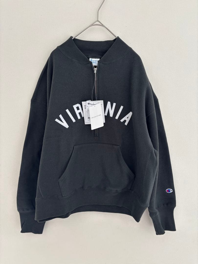 新品　フレームワーク　チャンピオン　別注　ロゴハーフジップ　グレー　F