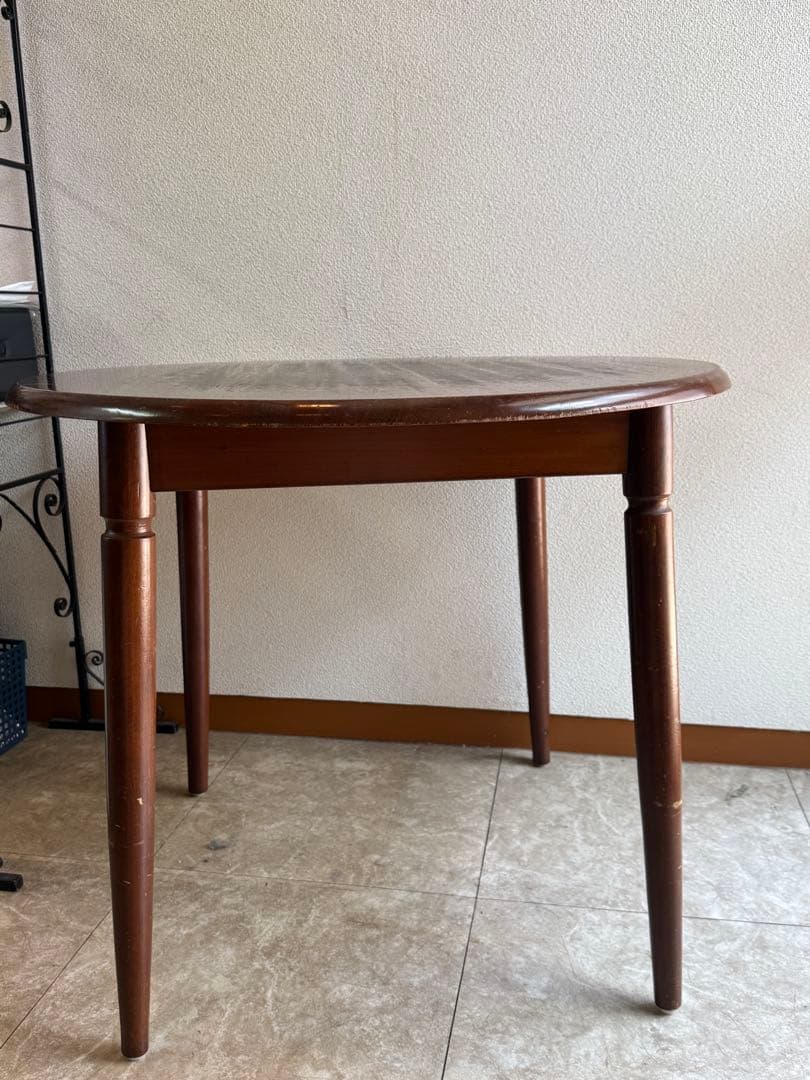 木製円卓　丸テーブル　ダークブラウン　直径79cm　アンティーク