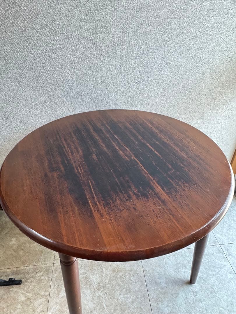 木製円卓　丸テーブル　ダークブラウン　直径79cm　アンティーク