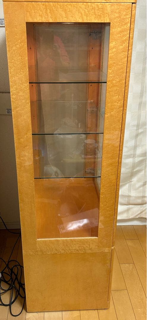 【最終値下げ】キュリオケース木製ガラスケース バーズアイ 高145横65奥行45