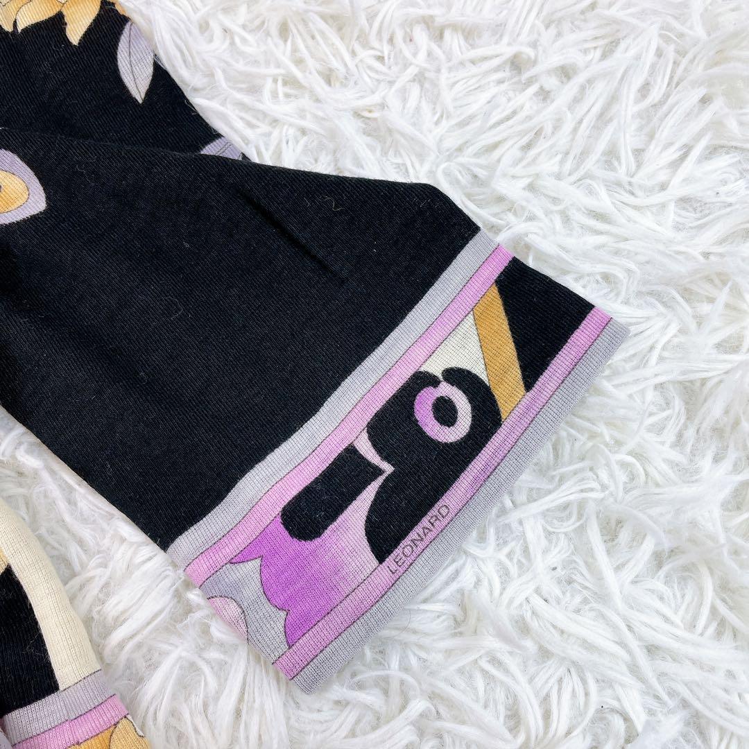 LEONARD レオナール ウール100％使用 カットソー ブラック系 XL相当