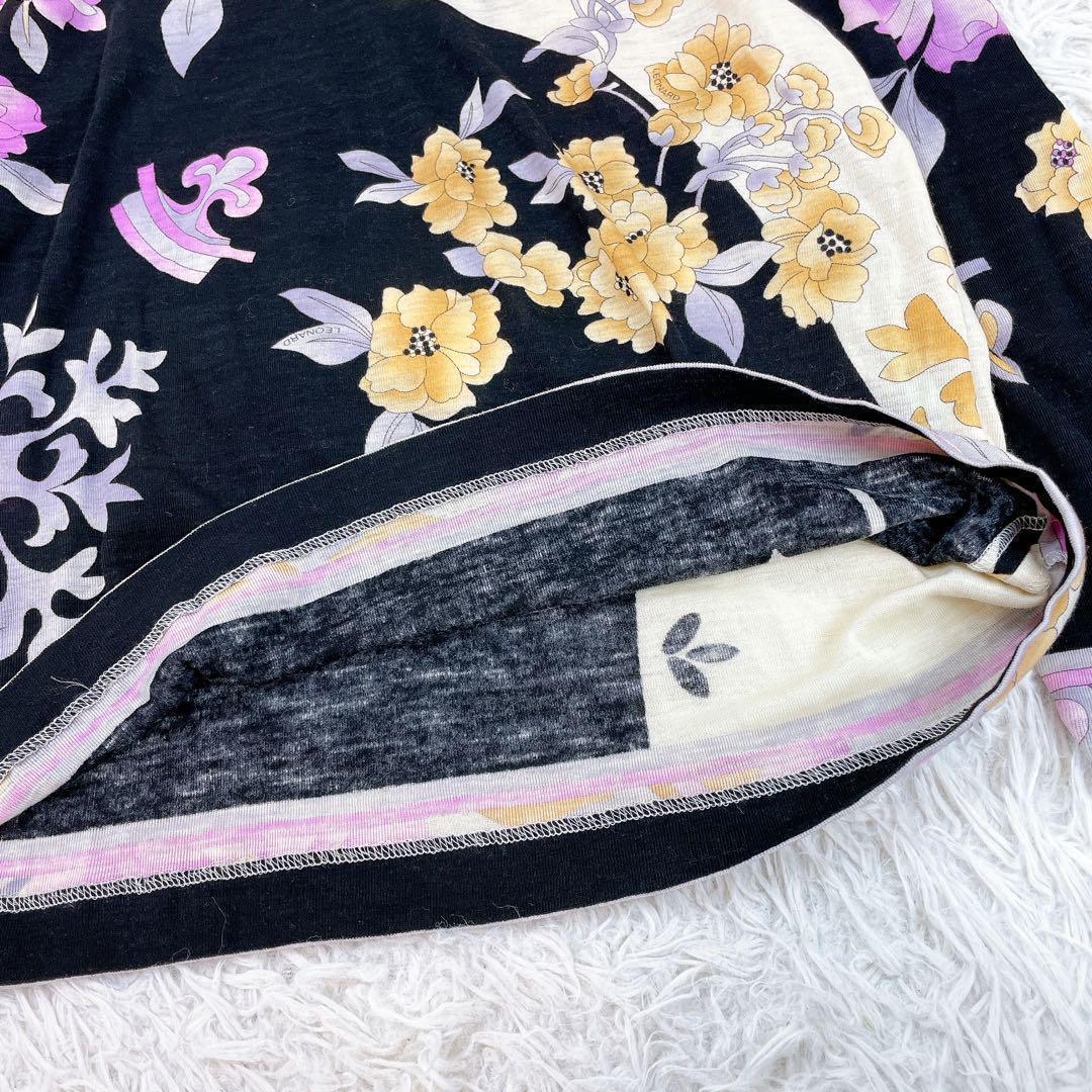 LEONARD レオナール ウール100％使用 カットソー ブラック系 XL相当