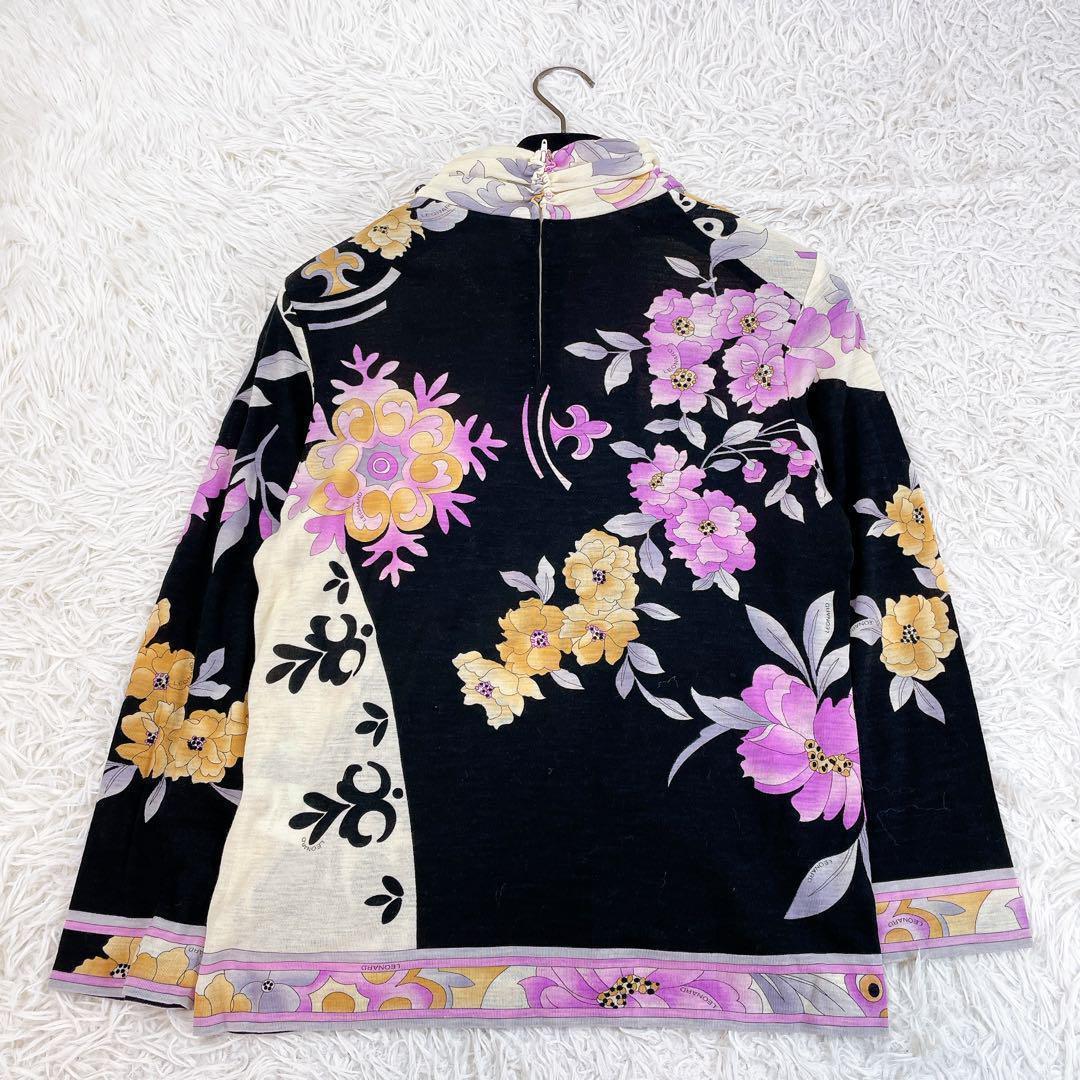 LEONARD レオナール ウール100％使用 カットソー ブラック系 XL相当